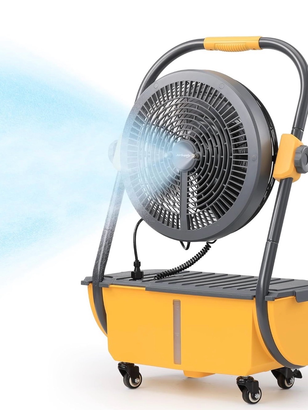 BNIB Portable Gray & Yellow Misting Fan - Brand Unbranded